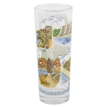 Сувенирна чаша за шот - забележителности от Баличик, Варна, Златни пясъци, Созопол, Слънчев  браяг и Несебър