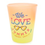 Сувенирна чаша за шот, декорирана със забавно послание - We love summer and Bulgaria love us