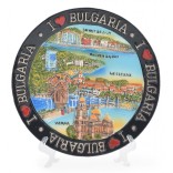 Сувенирна релефна чинийка с поставка, декорирана с надпис I ♥ Bulgaria