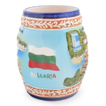 Сувенирна керамична чаша с релефни забележителности от Балчик, Варна, Златни пясъци, Слънчев бряг и Несебър