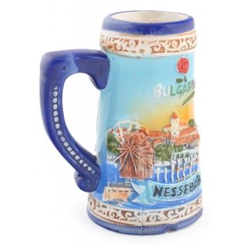 Сувенирна керамична чаша с релефни забележителности от Несебър и Слънчев бряг