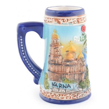 Сувенирна керамична чаша с релефни забележителности от Варна и Златни пясъци
