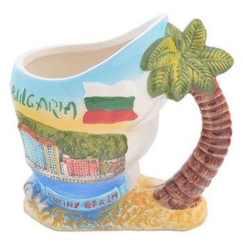 Сувенирна релефна чаша във формата на раковина с палма