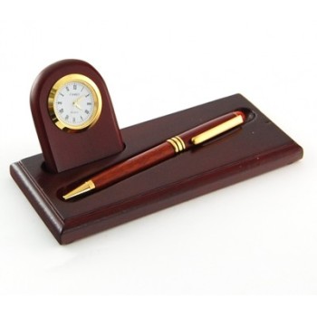 Луксозен подаръчен комплект за бюро от химикал часовник и поставка за химикала