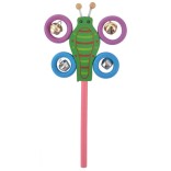 Сувенирна дървена фигурка - дрънкалка с метални звънчета - пеперуда