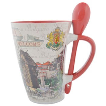 Сувенирна керамична чаша - забележителности от Несебър