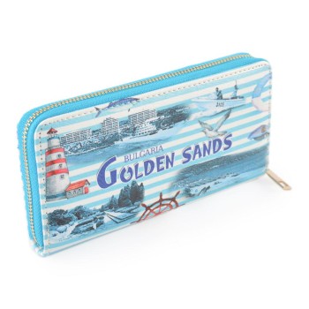 Цветно портмоне от изкуствена кожа с удобна дръжка за китката - Златни пясъци