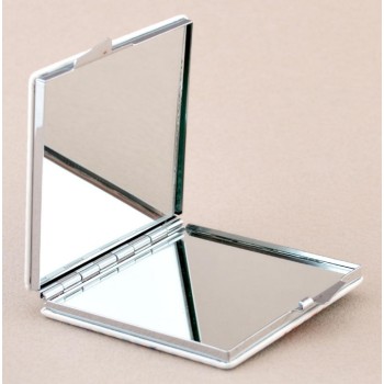 Сувенирно джобно огледало, изработено от изкуствена кожа и метал