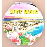 Сувенирно джобно огледало, декорирано с изглед от Слънчев бряг - плажна ивица с хотели