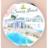 Сувенирно джобно огледало, декорирано с изгледи на хотели от Слънчев бряг