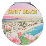 Сувенирно джобно огледало, декорирано с изглед от Слънчев бряг - плажна ивица с хотели