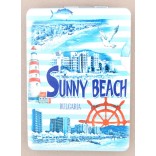 Сувенирно джобно огледало, декорирано с изглед на плажната ивица и хотели от Слънчев бряг и морски мотиви