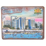 Сувенирна магнитна пластина - плажна ивица и хотели в Слънчев бряг