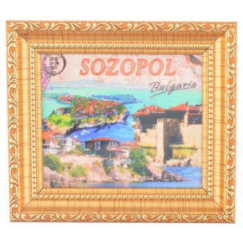 Сувенирна магнитна фигурка във формата на картина с рамка - изгледи от Созопол