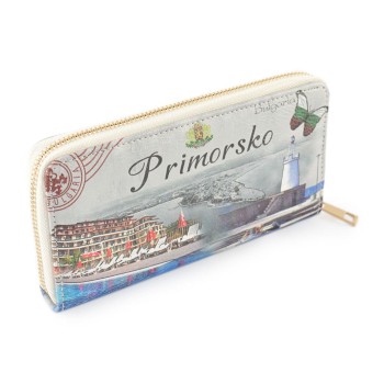 Цветно портмоне от изкуствена кожа, декорирано със забележителности от Приморско