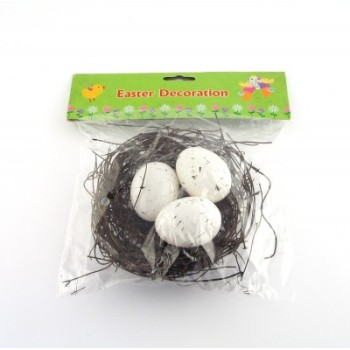 Декоративни Великденски яйца в гнездо - 3бр