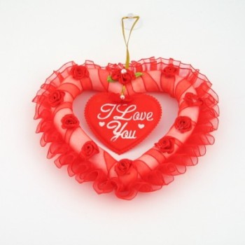 Красиво декоративно сърце дантела и рози - 13см