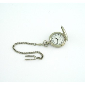 Джобен часовник с капаче и верижка метал - ретро дизайн