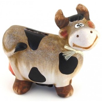 Декоративна керамична фигурка - крава касичка