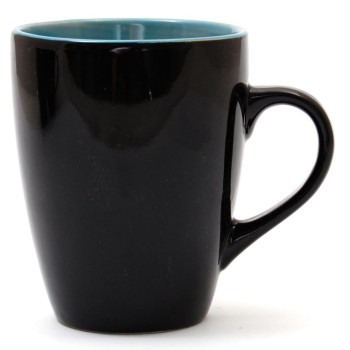 Черна порцеланова чаша за топли напитки с цветна вътрешност