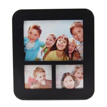 Черна мултирамка за 3 снимки, изработена от PVC материал и фронт стъкло
