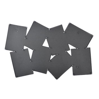 Разчупена черна мулти рамка за 8 снимки, изработена от PVC материал и фронт стъкло