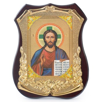 Настолна икона с лазерна графика, декорирана с релефна златиста рамка