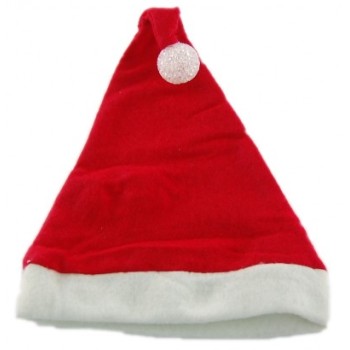 Класическа коледна шапка в червено и бяло от полар със светеща топка