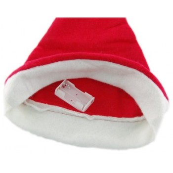 Класическа коледна шапка в червено и бяло от полар със светеща топка