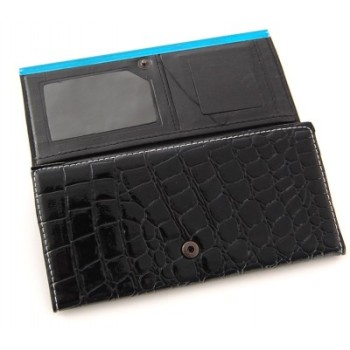 Елегантен дамски портфейл от щампована еко кожа - 9х18см