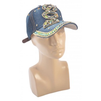 Спортна лятна шапка от плат с козирка, декорирана с надпис BOSS и цветни камъни