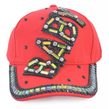 Спортна лятна шапка с козирка, декорирана с надпис BABY и цветни камъни