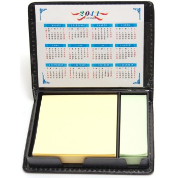 Органайзер за бюро - календар за 2011 година и цветни бележки в кожена поставка