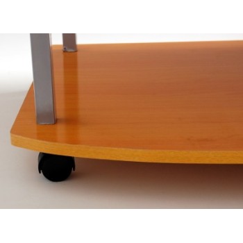 Подвижна интериорна маса с пет раздвижени дървени плота и носеща метална конструкция