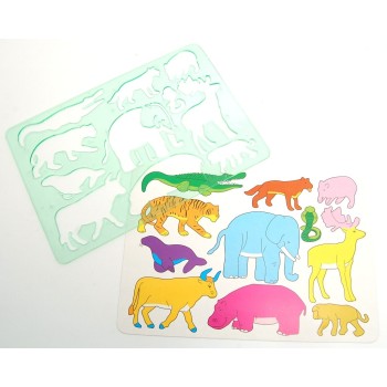 Пластмасова дъска за очертаване и рисуване с форми животни - 19х26см