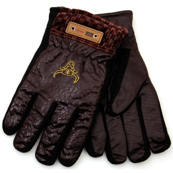 Зимни мъжки ръкавици с еластичен маншет и подплата, декорирани с бродерия