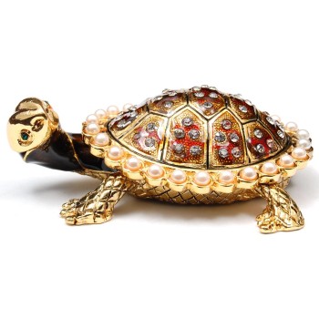 Декоративна метална кутийка за бижута - красива костенурка