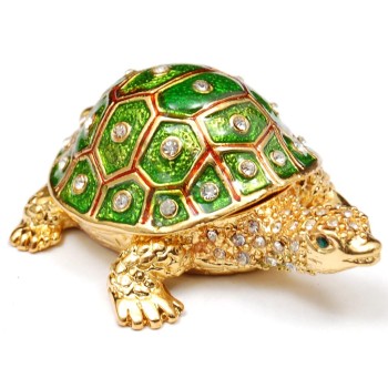 Декоративна метална кутийка за бижута - красива костенурка
