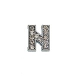 Метален аксесоар за гривна с формата на буквата N, инкрустиран с малки, бели камъчета