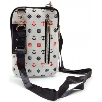 Чанта текстил за рамо, с регулируема презрамка, джобове и цип