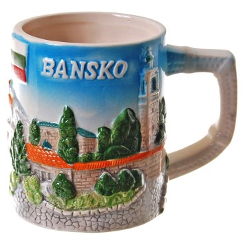 Сувенирна чаша порцелан с релефни изгледи от Банско