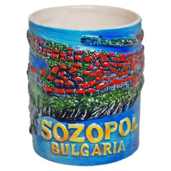 Сувенирна чаша порцелан с релефни забележителности от Созопол