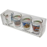 Комплект четири броя сувенирни стъклени чаши с декорация - забележителности в София