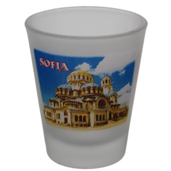 Комплект четири броя сувенирни стъклени чаши с декорация - забележителности в София