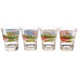 Комплект четири броя сувенирни стъклени чаши с декорация