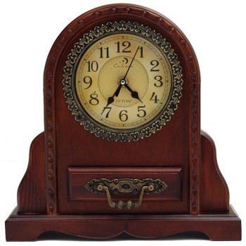 Сувенирен настолен часовник с чекмедже, изработен от дърво