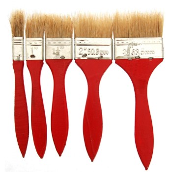 Комплект пет броя четки за боядисване с изкуствен косъм и  дървена дръжка