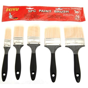 Комплект пет броя четки за боядисване с изкуствен косъм и PVC дръжка
