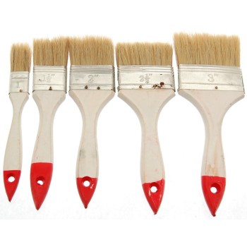 Комплект пет броя четки за боядисване с естествен косъм и дървена дръжка