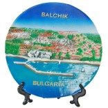 Релефна сувенирна чинийка - пристанището в Балчик